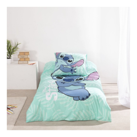 Set lenjerie pat, 100% bumbac, 2 piese, 140x200 cm, 65x65 cm, multicolor, Happy, Stitch [1]