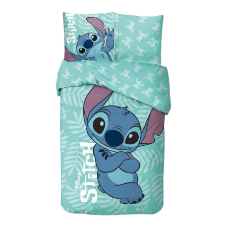 Lenjerii pat - Set lenjerie pat, 100% bumbac, 2 piese, 140x200 cm, 65x65 cm, multicolor, Happy, Stitch