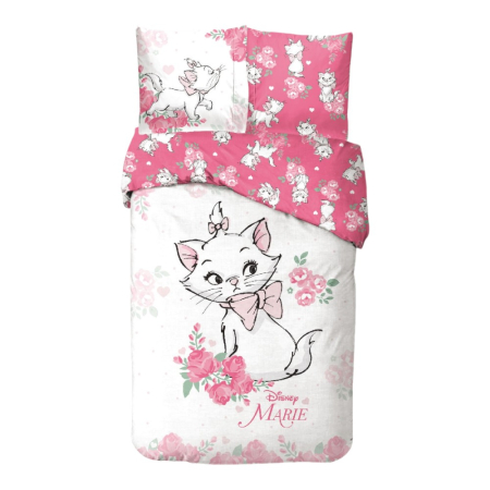 Lenjerii pat - Set lenjerie pat, 100% bumbac, 2 piese, 140x200 cm, 65x65 cm, multicolor, Happy, The Aristocats