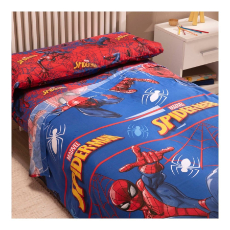 Set lenjerie pat, 4 piese, husa saltea 160x200 cm, cearceaf pat 240x280 cm, 2 fete perna 50x70 cm, multicolor, Spiderman [1]
