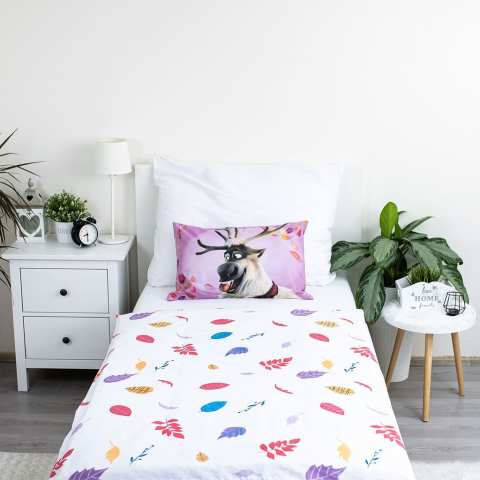 Set lenjerie pat copii, reversibila, 100% bumbac, multicolor, 2 piese, 100×135 cm, 40×60, Sisters, Frozen [2]