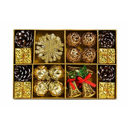 Decorațiuni de Crăciun - Set ornamente de Crăciun auriu 24 bucăți