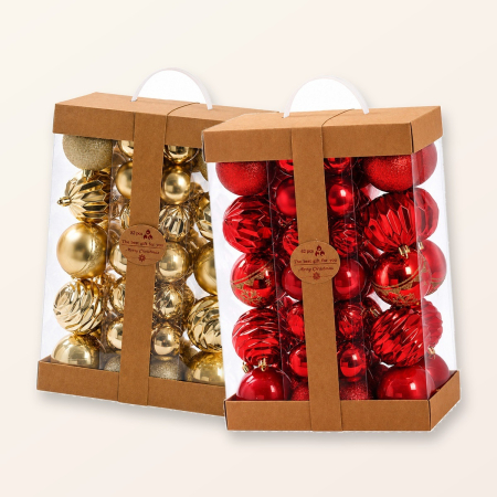 Decorațiuni de Crăciun - Set ornamente din plastic de Crăciun 62 bucăți