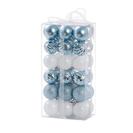 Decorațiuni de Crăciun - Set ornamente din plastic de Crăciun albastru-alb 36 bucăți