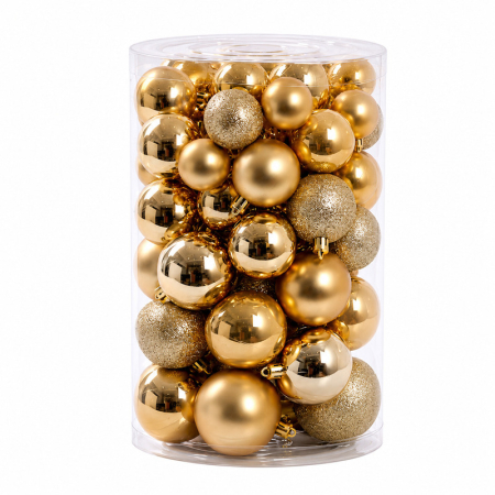 Decorațiuni de Crăciun - Set ornamente din plastic de Crăciun auriu 60 bucăți
