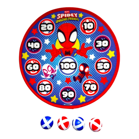 Jocuri sportive pentru copii - Set placă țintă cu 4 bile lipicioase pentru copii, multicolor, Spidey