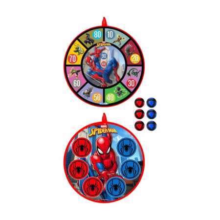 Jocuri sportive pentru copii - Set placă țintă cu 6 bile lipicioase pentru copii, cu două fețe, multicolor, Spiderman