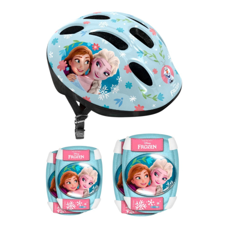 Set protecție pentru copii, cască cu mărime reglabilă, genunchiere și cotiere, multicolor, 3-6 ani, Frozen, Disney