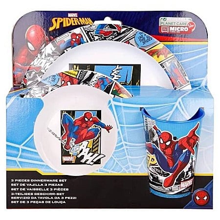 Bebeluși - Set veselă 3 piese, fără BPA, multicolor, compatibil la microunde, Spiderman, Marvel