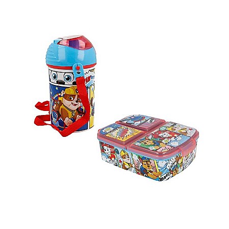 Set sticlă apă 450 ml și cutie sanwich multicompartimente, Homio, multicolor, plastic fără BPA, Paw Patrol [0]