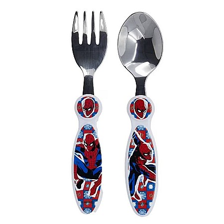 Set 2 tacâmuri, furculiță și lingură pentru copii Spiderman, Midnight Flyer 15,5 cm Albastru [0]