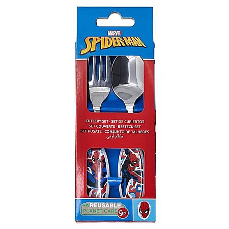Set 2 tacâmuri, furculiță și lingură pentru copii Spiderman, Midnight Flyer 15,5 cm Albastru [1]