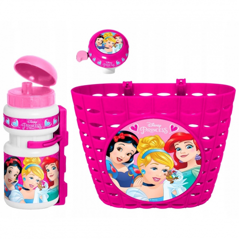 Accesorii - Set trei accesorii pentru bicicleta copii, cos, sonerie si sticla apa, multicolor, The Princess, Disney