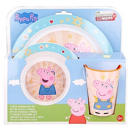 Bebeluși - Set veselă 3 piese, fără BPA, multicolor, compatibil la microunde, Peppa Pig