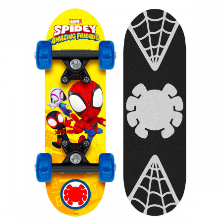 Skateboard Copii, 43 x 13 cm, 9 straturi de mesteacan, placa antiderapanta, rulmenti Abec-5, multicolor, Spidey [1]
