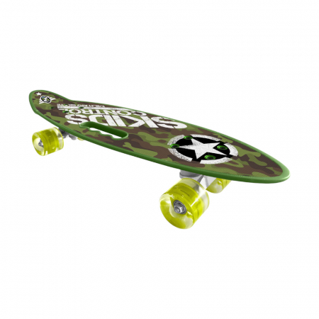 Skateboard - Skateboard Copii, 55 x 15 cm, placa PP antiderapanta, rulmenti Abec-7, multicolor, Skids Control Military