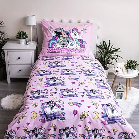 Set lenjerie pat copii, 100% bumbac, multicolor, 2 piese, 140×200 cm, 70×90, Unicorn, Minnie Mouse [1]