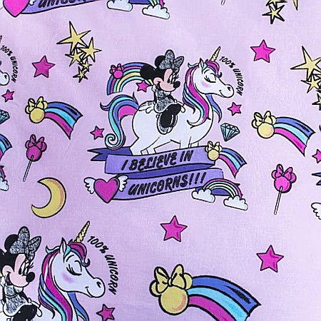 Set lenjerie pat copii, 100% bumbac, multicolor, 2 piese, 140×200 cm, 70×90, Unicorn, Minnie Mouse [4]