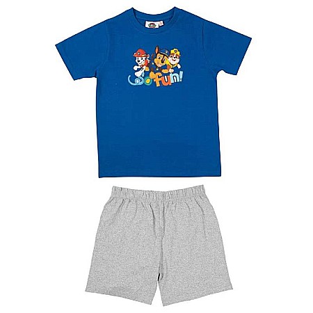 Pijamale cu mânecă scurtă - Pijama copii, cu mânecă scurtă, albastru/gri, So Fun, Paw Patrol