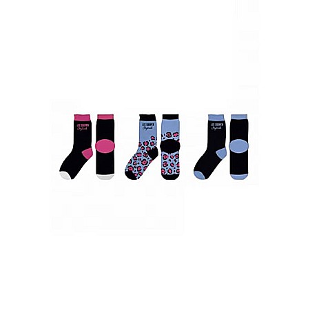 Adulți - Set 3 perechi șosete damă, cu logo, multicolor, Lee Cooper Originals, lee02