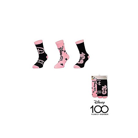 Set 3 perechi șosete copii, negru/roz, Disney 100, Minnie Mouse [1]