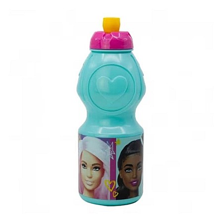 Copii - Sticlă sport, plastic, pentru apă, Barbie, 400ml Roz