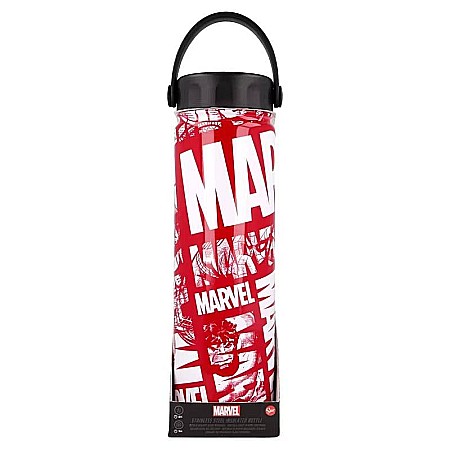 Adulți - Sticlă Termos din inox, cu pereți dubli, fără BPA, roșu/alb, 650 ml, Marvel