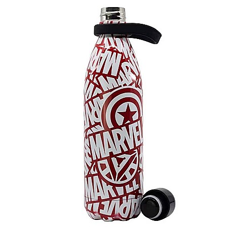 Adulți - Sticlă Termos din inox, cu pereți dubli, fără BPA, roșu/alb, 1000 ml, Marvel