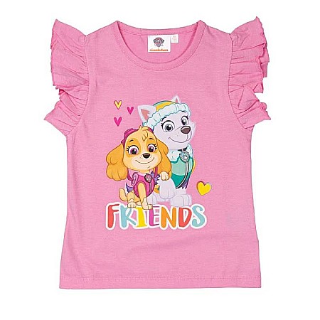 Tricouri copii - Tricou fetițe,100% bumbac, roz, Paw Patrol, Friends