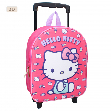 Ghiozdane și Rucsacuri - Troler 3D multicolor, cu un compartiment, 32x26x11 cm, beretele ajustabile si captusite, Another Dimension, Hello Kitty