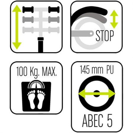 Trotineta pentru trucuri si acrobatii, cu 2 roti 7-15 ani, greutate maxima 100 kg, multicolor, ghidon ajustabil, manere pliabile, platforma antiderapanta, frana posterioara cu piciorul, Stunt, Skids C [2]