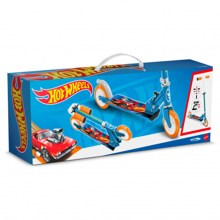 Trotineta pliabila cu 2 roti 3 ani +, sarcina maxima 50 kg, rulmenti ABEC 5, multicolor, ghidon ajustabil, manere pliabile, platforma antiderapanta, frana posterioara cu piciorul, Hot Wheels [2]