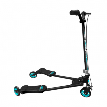 Trotinete - Trotineta Pliabila cu 3 Roti Swing, Dezvolta Motricitatea, Roti PU de 125mm, Frana de Mana, Cadrul din Otel pentru Durabilitate, Greutate maxima 100 kg, Skids Control Carbone
