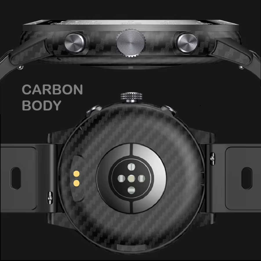 Ceas Smartwatch Zenark® G30 PRO Carbon, Ecran Amoled Ultra HD 4K, Baterie 450 mAh, Rezistent la socuri extreme, Subacvatic 3 ATM, Busola, Altimetru, Barometru, Functie ritm cardiac, Somn, Oxigen sange SpO2, Stres, Respiratie, 170+ moduri de sport, Gri [3]