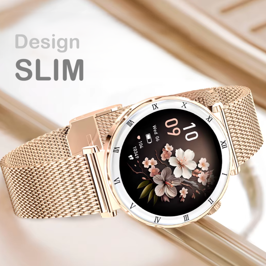 Ceas SmartWatch Dama ZENARK® i22 PRO, SUPER AMOLED, Auriu [2]