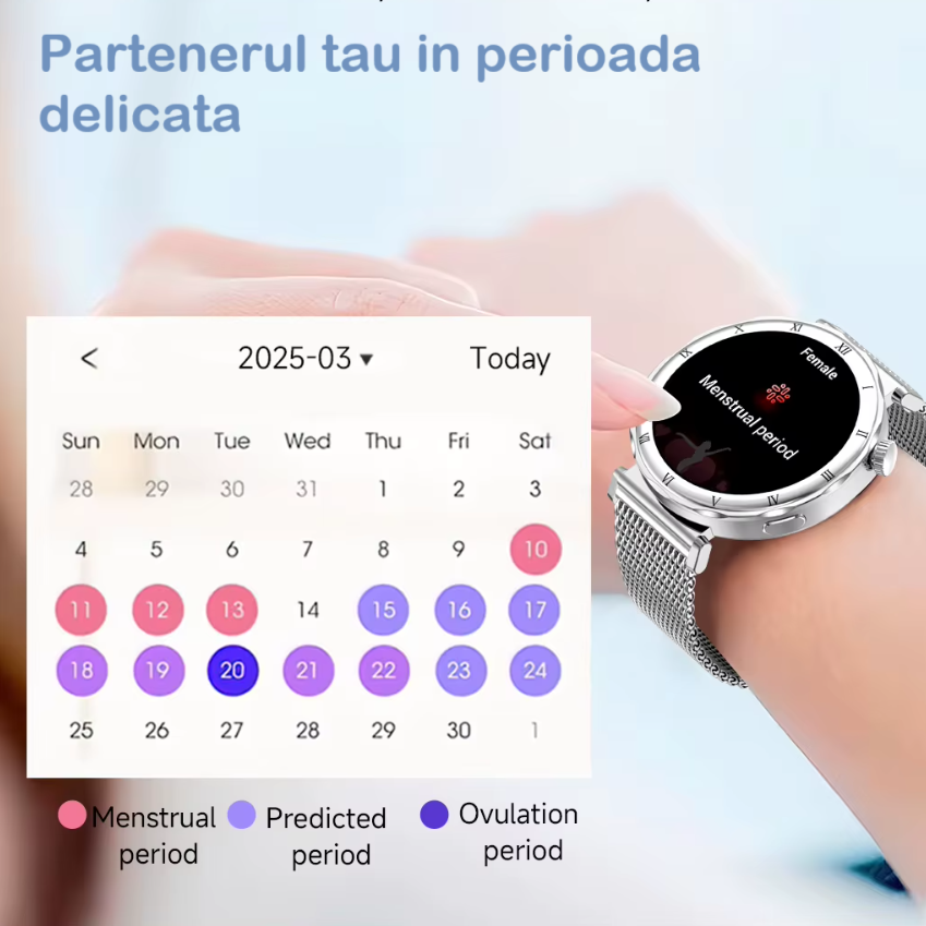 Ceas SmartWatch Dama ZENARK® i22 PRO, SUPER AMOLED, Auriu [9]