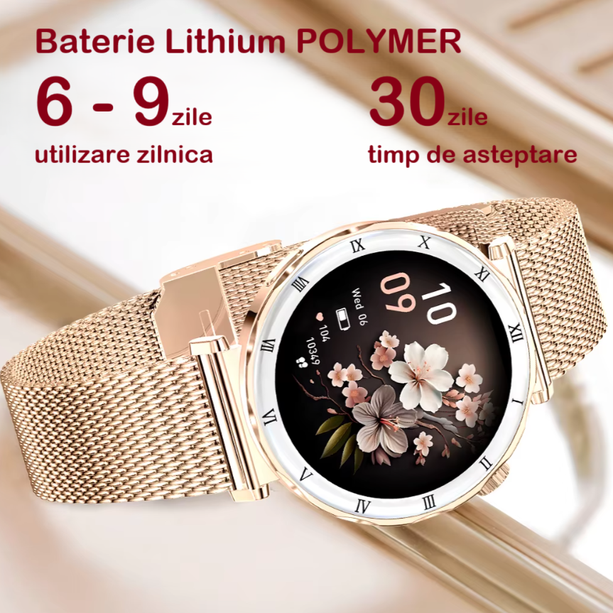 Ceas SmartWatch Dama ZENARK® i22 PRO, SUPER AMOLED, Auriu [10]