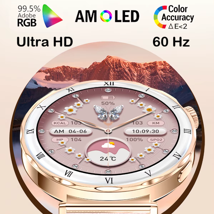 Ceas SmartWatch Dama ZENARK® i22 PRO, SUPER AMOLED, Auriu [3]