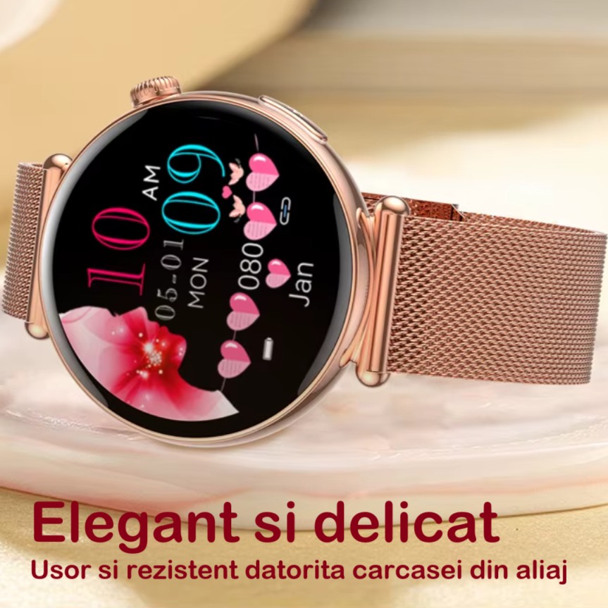 Ceas SmartWatch de Dama ZENARK® MED EX 9 PRO, Ecran AMOLED Ultra HD 4K, 2 Bratari, Functii sanatate, Sporturi multiple, Silver [17]