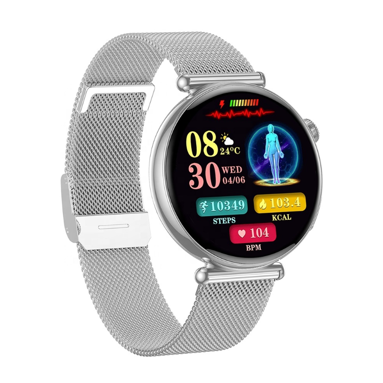 Ceas SmartWatch de Dama ZENARK® MED EX 9 PRO, Ecran AMOLED Ultra HD 4K, 2 Bratari, Functii sanatate, Sporturi multiple, Silver [4]