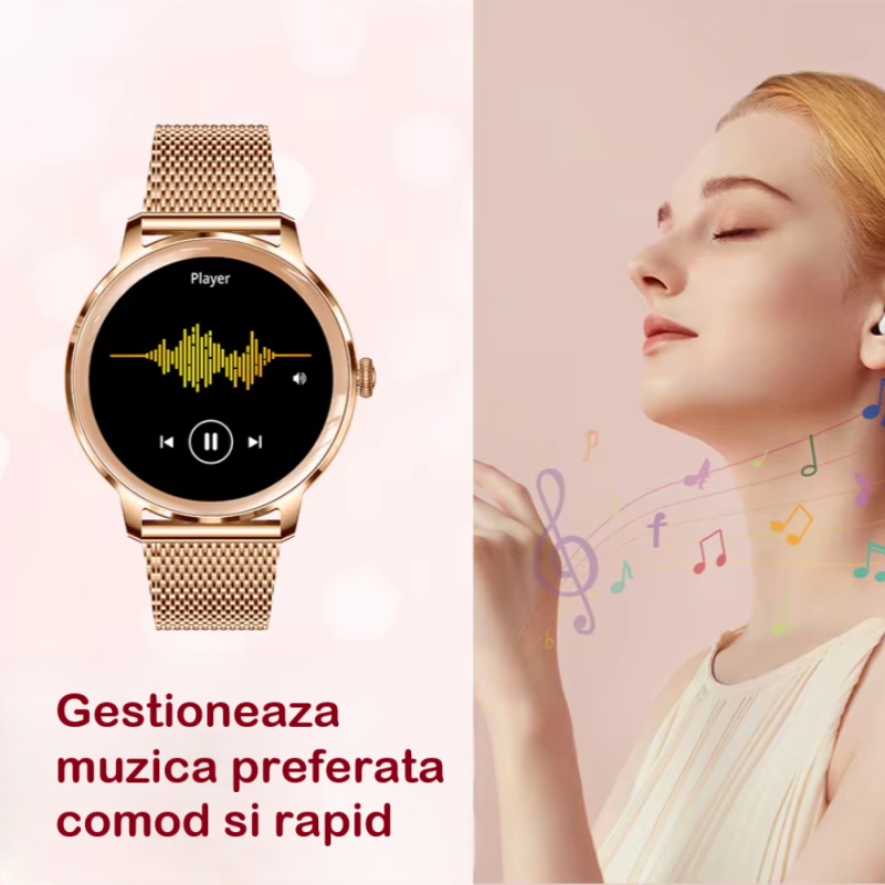 Ceas SmartWatch de Dama ZENARK® T50-XS PRO, 2 Bratari, Ecran AMOLED Ultra HD 4K, Silver [17]