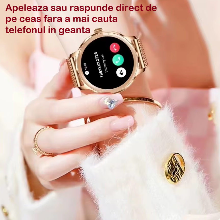 Ceas SmartWatch de Dama ZENARK® T50-XS PRO, 2 Bratari, Ecran AMOLED Ultra HD 4K, Silver [9]