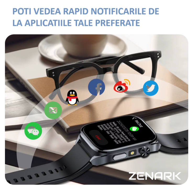 Ceas SmartWatch ZENARK® MEDX 13 PRO, Ecran IPS Ultra 4K, 2 Bratari, Functie SOS Persoane in Varsta, Lanterna LED, SOS LED, Sporturi Multiple, Negru [7]