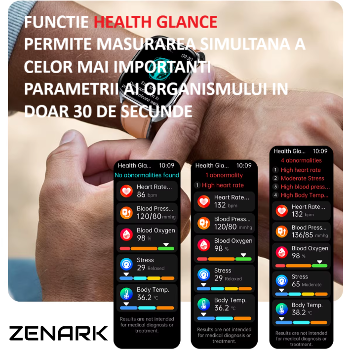 Ceas SmartWatch ZENARK® MEDX 13 PRO, Ecran IPS Ultra 4K, 2 Bratari, Functie SOS Persoane in Varsta, Lanterna LED, SOS LED, Sporturi Multiple, Negru [11]