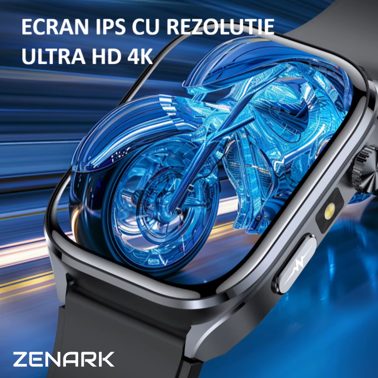 Ceas SmartWatch ZENARK® MEDX 13 PRO, Ecran IPS Ultra 4K, 2 Bratari, Functie SOS Persoane in Varsta, Lanterna LED, SOS LED, Sporturi Multiple, Negru [2]