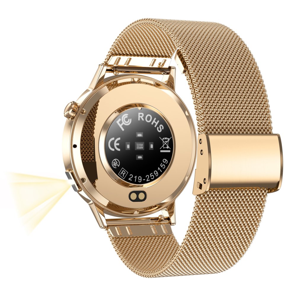 Ceas SmartWatch ZENARK® Dbit 8, 2 Bratari, Ecran 1.32 inch AMOLED Ultra HD 4K, Functii sanatate, Sporturi multiple, Lanterna, Auriu [2]