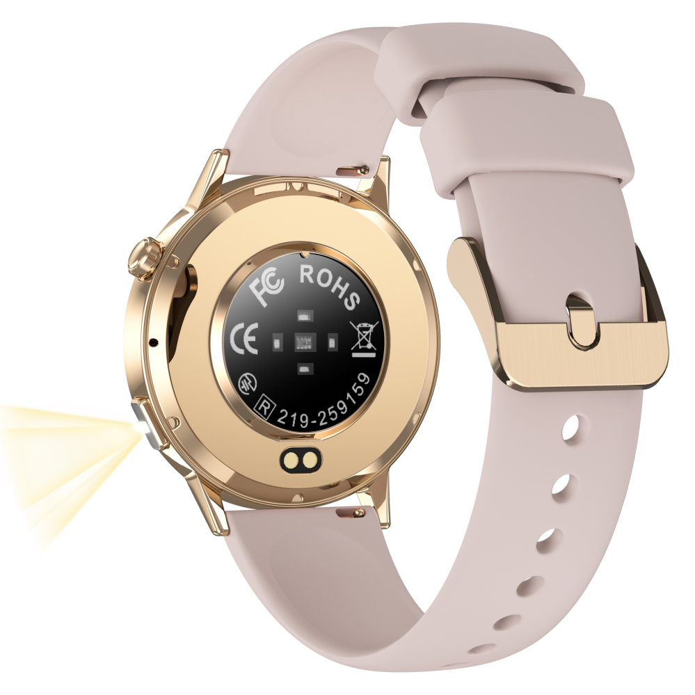 Ceas SmartWatch ZENARK® Dbit 8, 2 Bratari, Ecran 1.32 inch AMOLED Ultra HD 4K, Functii sanatate, Sporturi multiple, Lanterna, Auriu [3]