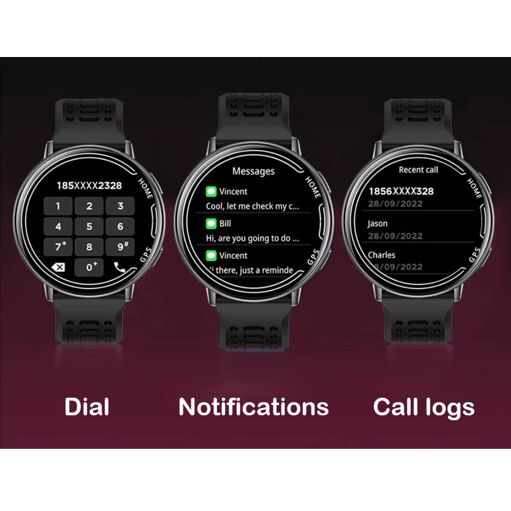 Ceas SmartWatch ZENARK® K100, Ecran Ultra HD 360x360, 2 bratari incluse, GPS integrat, 100+ Sporturi, Negru [10]