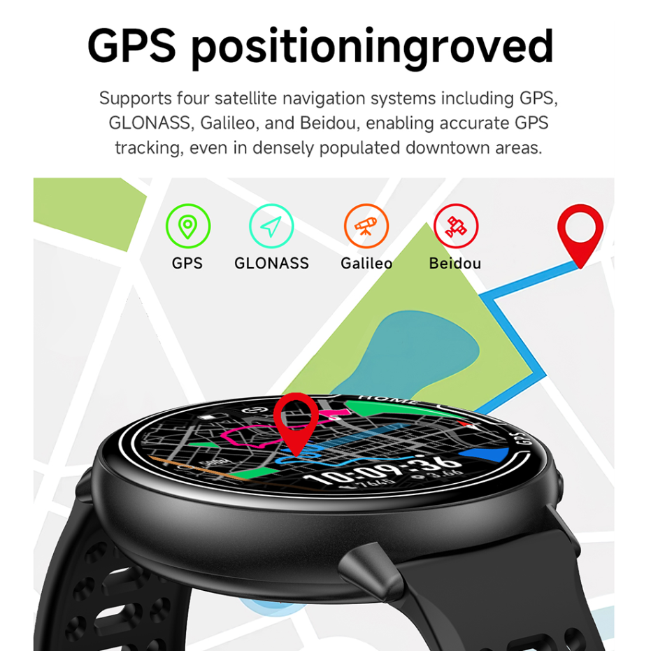 Ceas SmartWatch ZENARK® K100, Ecran Ultra HD 360x360, 2 bratari incluse, GPS integrat, 100+ Sporturi, Negru [7]