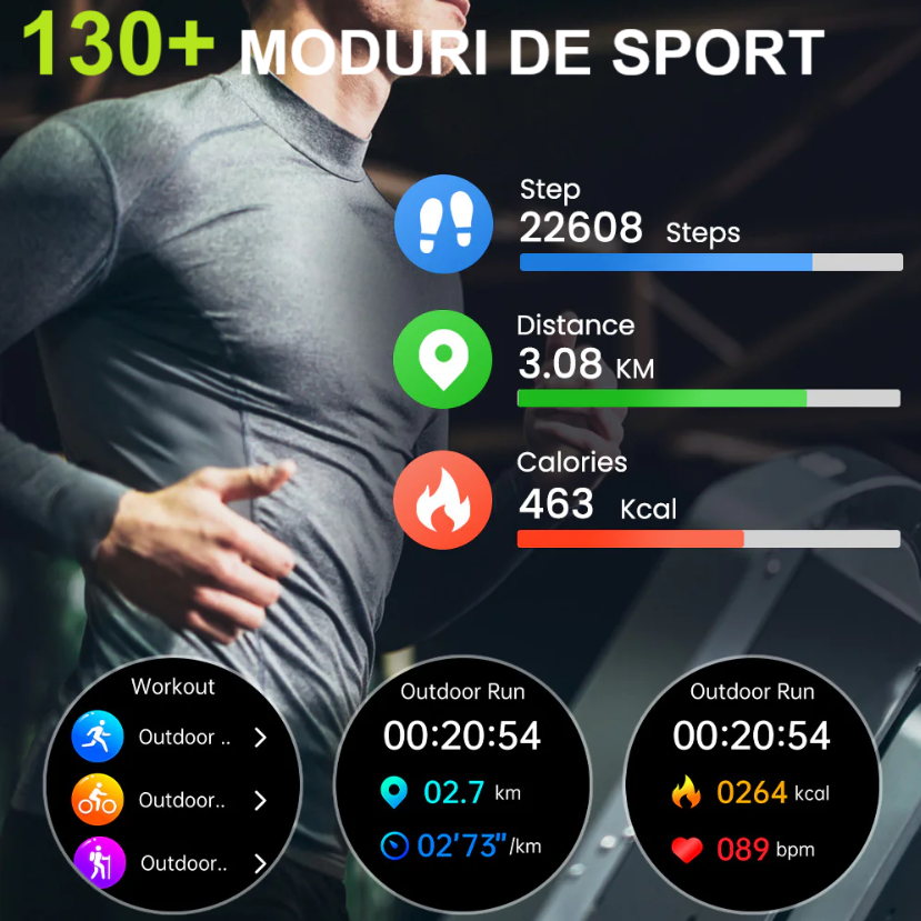 Ceas SmartWatch ZENARK® HX 9 PRO, Ecran AMOLED Ultra HD 4K, Monitorizare Glicemie, ECG, Ritm cardiac 24H, Somn, Oxigen sange, Temperatura corporala, Tensiune arteriala, Respiratie, Analiza sange, Evaluare rapida 30 Sec, Notificari, Apel, SMS, Negru [12]